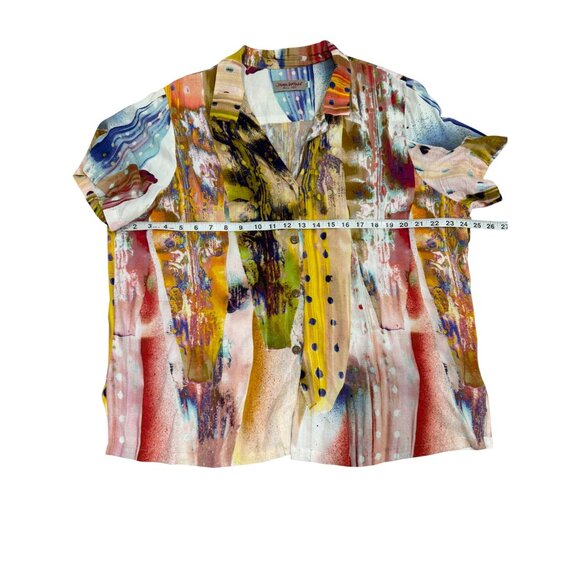 Jams World Facade Top Button-Up Colorful Hawaiian Shirt Short Sleeve Womens XXL - Picture 5 of 7